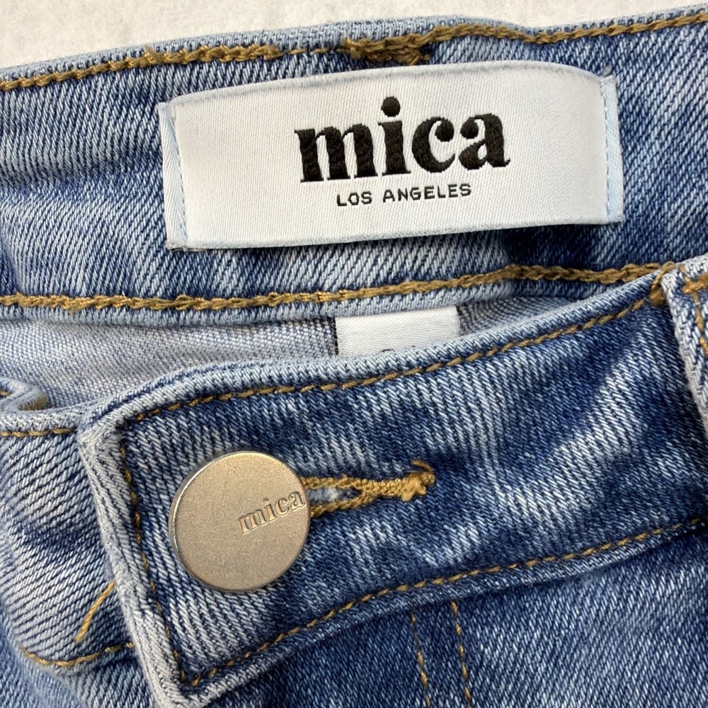 Mica Womens Light Wash Distressed High Rise Flare Jeans Blue Size 29 Inseam 30 - Picture 11 of 16